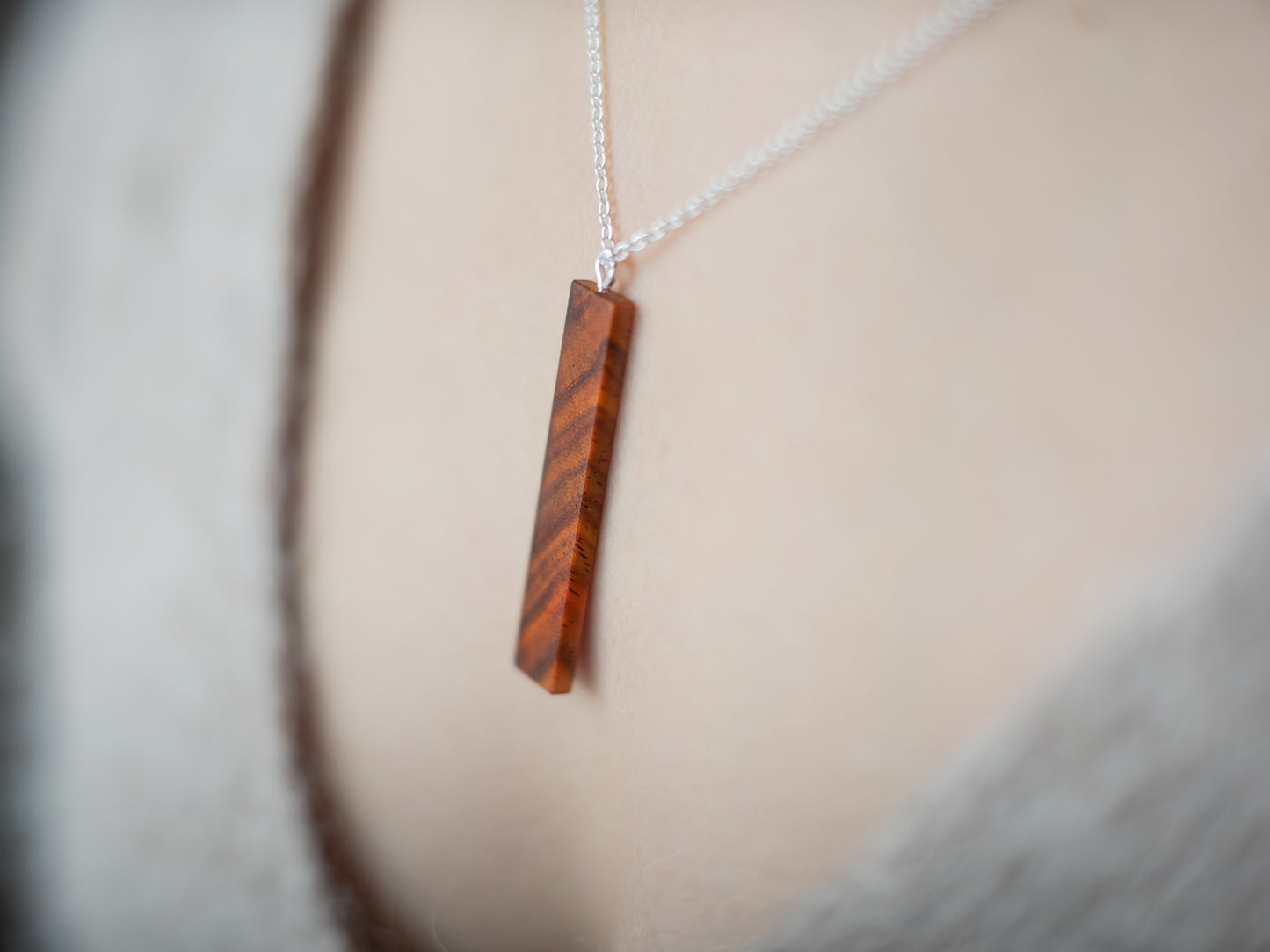 Wooden Necklace with .925 Silver Chain