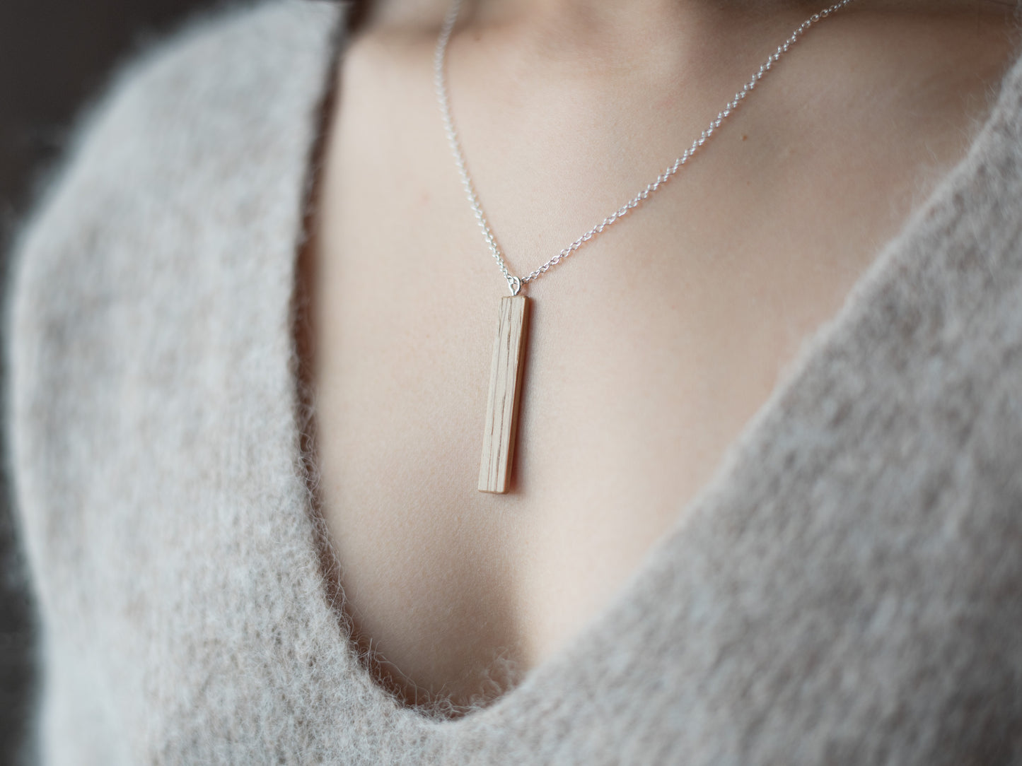 Wooden Necklace with .925 Silver Chain